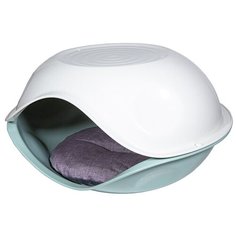 Домик для кошки DUCK PILLOW пластик с подушкой, зеленый Georplast