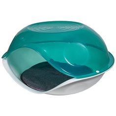 Домик для кошки DUCK PILLOW TRANSPARENT пластик с подушкой, зеленый Georplast