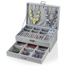 Шкатулка для ювелирных украшений большая многоярусная S2024-Grey Leader