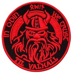 Нашивка (шеврон, патч) на липучке, Стежкофф, "один ", черный с красным, 9 см, 1 штука