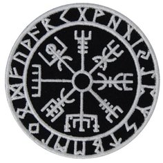 Нашивка (шеврон, патч) на липучке, Стежкофф, "Компас викингов", черный, 8,5 см, 1 штука