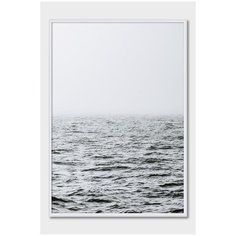Постер на стену для интерьера Postermarkt Серое море №1, постер в белой рамке 40х50 см, постеры картины для интерьера в белой рамке
