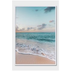Постер на стену для интерьера Postermarkt Закат на пляже №3, постер в белой рамке 30х40 см, постеры картины для интерьера в белой рамке
