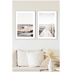 Постеры для интерьера Postermarkt Набор из двух постеров в белых рамках 40х50 см, постеры картины для интерьера в белых рамках, Набор постеров №206