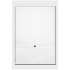 Черно-белый постер на стену для интерьера Postermarkt Человек в минимализме, постер в белой рамке 30х40 см, постеры картины для интерьера в белой рамке