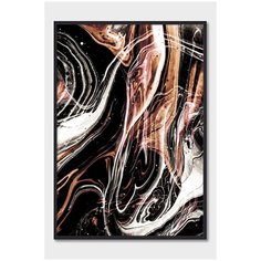 Постер на стену для интерьера Postermarkt Абстракция темно-золотая №1, постер в черной рамке 50х70 см, постеры картины для интерьера в черной рамке