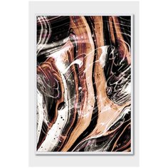 Постер на стену для интерьера Postermarkt Абстракция темно-золотая №2, постер в белой рамке 40х50 см, постеры картины для интерьера в белой рамке