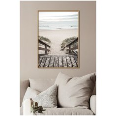 Постер на стену для интерьера Postermarkt Спуск на пляж, постер в золотой рамке 50х70 см, постеры картины для интерьера в золотой рамке