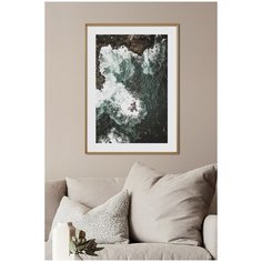 Постер на стену для интерьера Postermarkt Скалы в море №1, постер в золотой рамке 50х70 см, постеры картины для интерьера в золотой рамке