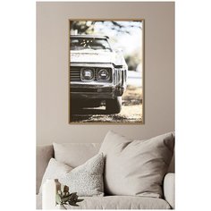 Постер на стену для интерьера Postermarkt Винтажный автомобиль, постер в золотой рамке 50х70 см, постеры картины для интерьера в золотой рамке