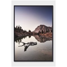 Постер на стену для интерьера Postermarkt Отражение в озере, постер в черной рамке 50х70 см, постеры картины для интерьера в черной рамке