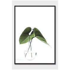 Постер на стену для интерьера Postermarkt Зеленые листья №3, постер в черной рамке 50х70 см, постеры картины для интерьера в черной рамке