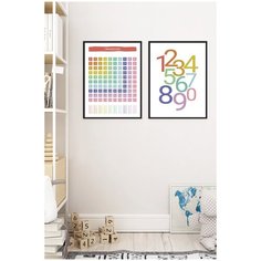 Постеры для детской комнаты Postermarkt Набор из двух постеров в черных рамках 40х50 см, постеры в детскую комнату в черных рамках, Набор постеров №300