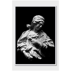 Черно-белый постер на стену для интерьера Postermarkt Скульптура, постер в белой рамке 40х50 см, постеры картины для интерьера в белой рамке