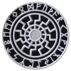 Нашивка (шеврон, патч) на липучке, Стежкофф, "Черное Солнце ", черный, 8,5 см, 1 штука