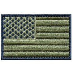 Нашивка (шеврон, патч) на термослое, Стежкофф, "Флаг США", оливковый, 8,5х5,5 см, 1 штука
