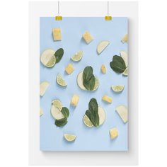 Постер на кухню Postermarkt Лайм и яблоки, 40х50 см, в тубусе