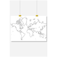 Постер на стену для интерьера Postermarkt Карта мира линиями, размер 40х50 см, постеры картины для интерьера в тубусе
