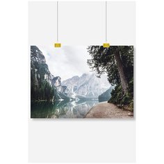 Постер на стену для интерьера Postermarkt Берег озера в горах, размер 40х50 см, постеры картины для интерьера в тубусе