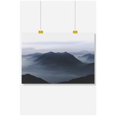 Постер на стену для интерьера Postermarkt Синие горы, размер 40х50 см, постеры картины для интерьера в тубусе
