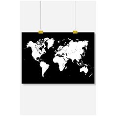 Постер на стену для интерьера Postermarkt Карта мира черно белая, размер 60х90 см, постеры картины для интерьера в тубусе