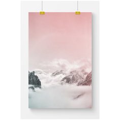 Постер на стену для интерьера Postermarkt Туман на розовом фоне, размер 60х90 см, постеры картины для интерьера в тубусе