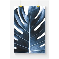 Постер на стену для интерьера Postermarkt Синяя монстера, размер 50х70 см, постеры картины для интерьера в тубусе