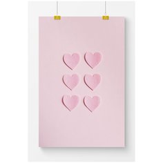 Постер на стену для интерьера Postermarkt Розовые сердечки, размер 40х50 см, постеры картины для интерьера в тубусе