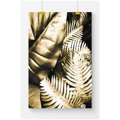 Постер на стену для интерьера Postermarkt Золотые листья №3, размер 50х70 см, постеры картины для интерьера в тубусе