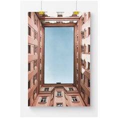 Постер на стену для интерьера Postermarkt Вид из двора, размер 50х70 см, постеры картины для интерьера в тубусе