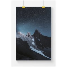 Постер на стену для интерьера Postermarkt Ночь в горах №1, размер 60х90 см, постеры картины для интерьера в тубусе