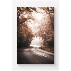 Постер на стену для интерьера Postermarkt Осенняя дорога, размер 50х70 см, постеры картины для интерьера в тубусе