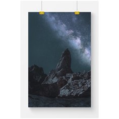 Постер на стену для интерьера Postermarkt Ночь в горах №2, размер 60х90 см, постеры картины для интерьера в тубусе