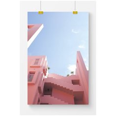 Постер на стену для интерьера Postermarkt Розовая архитектура, размер 50х70 см, постеры картины для интерьера в тубусе