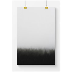 Постер на стену для интерьера Postermarkt Мрачный лес в тумане, размер 60х90 см, постеры картины для интерьера в тубусе