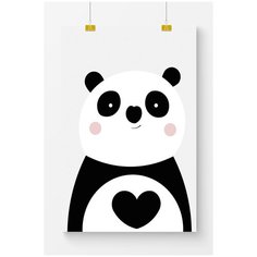 Постер для детской комнаты Postermarkt Панда на сером, размер 50х70 см, постеры для детской комнаты в тубусе