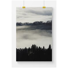 Постер на стену для интерьера Postermarkt Туман над лесом, размер 70х100 см, постеры картины для интерьера в тубусе