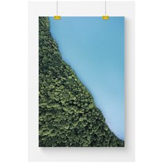 Постер на стену для интерьера Postermarkt Лес и голубая вода, размер 60х90 см, постеры картины для интерьера в тубусе