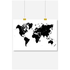 Постер на стену для интерьера Postermarkt Карта мира черная, размер 60х90 см, постеры картины для интерьера в тубусе