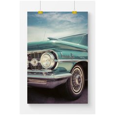 Постер на стену для интерьера Postermarkt Зеленый автомобиль, размер 60х90 см, постеры картины для интерьера в тубусе