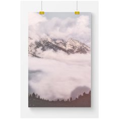 Постер на стену для интерьера Postermarkt Туман над горами, размер 50х70 см, постеры картины для интерьера в тубусе