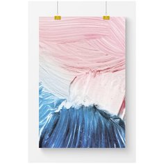 Постер на стену для интерьера Postermarkt Розово голубая абстракция, размер 70х100 см, постеры картины для интерьера в тубусе
