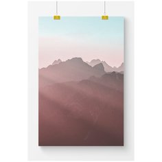 Постер на стену для интерьера Postermarkt Лучи в горах, размер 70х100 см, постеры картины для интерьера в тубусе