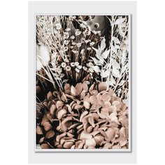 Постер на стену для интерьера Postermarkt Букет из сухоцветов №4, постер в белой рамке 40х50 см, постеры картины для интерьера в белой рамке