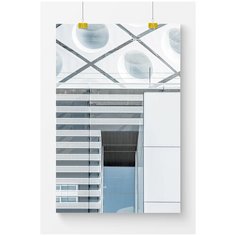 Постер на стену для интерьера Postermarkt Сине белая архитектура №1, размер 50х70 см, постеры картины для интерьера в тубусе