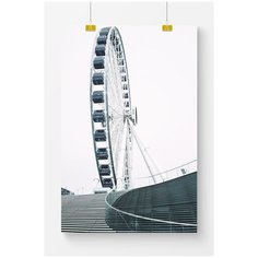Постер на стену для интерьера Postermarkt Колесо обозрения и лестница, размер 70х100 см, постеры картины для интерьера в тубусе