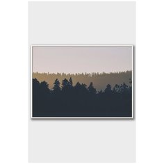 Постер на стену для интерьера Postermarkt Очертания темного леса, постер в белой рамке 40х50 см, постеры картины для интерьера в белой рамке