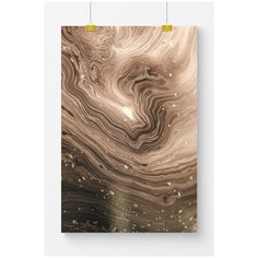 Постер на стену для интерьера Postermarkt Коричнево бежевая абстракция №2, размер 70х100 см, постеры картины для интерьера в тубусе