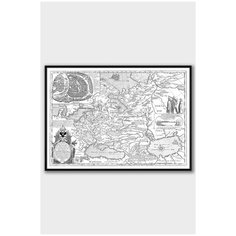 Постер на стену для интерьера Postermarkt Старая карта Руси №2, постер в черной рамке 30х40 см, постеры картины для интерьера в черной рамке