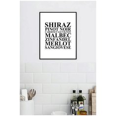 Постер для кухни в черной рамке Postermarkt "Виды красного вина", 40х50 см
